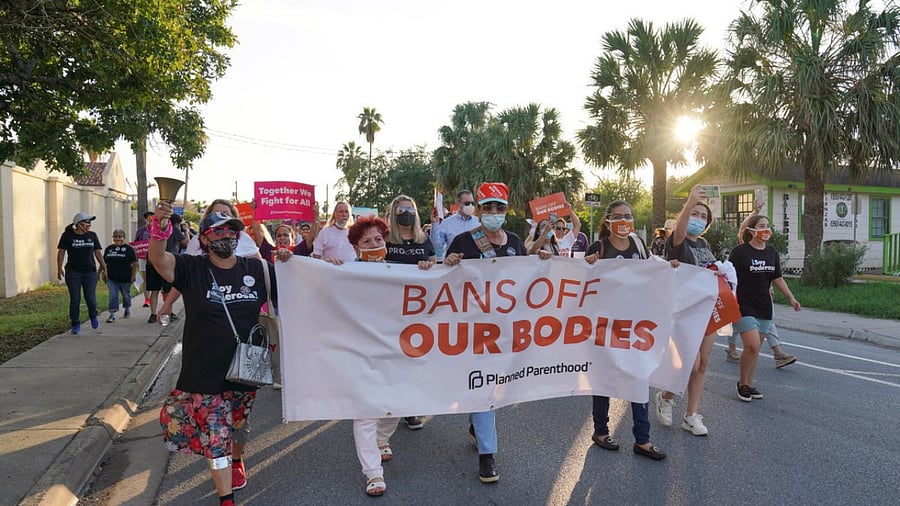 Supporters of reproductive choice take part in the nationwide Women's March in Texas on October 2. Credit: Reuters File Photo