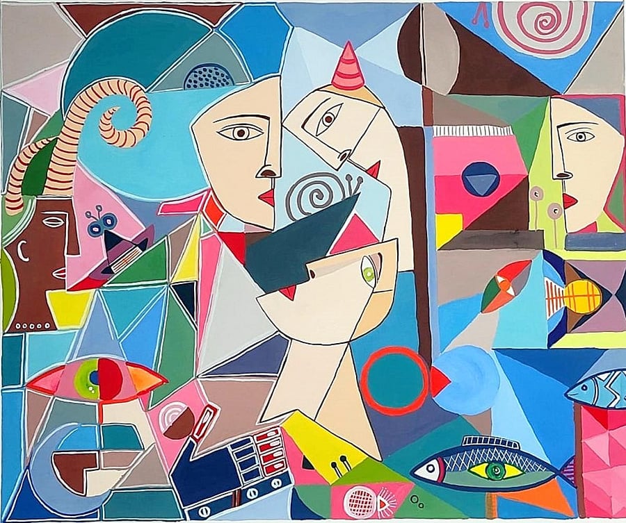 A modern art work by S R Akshata.