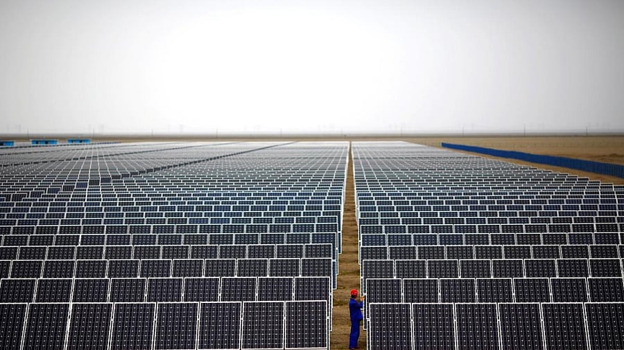 Solar panels at a solar farm in Dunhuang. Credit: Reuters File Photo