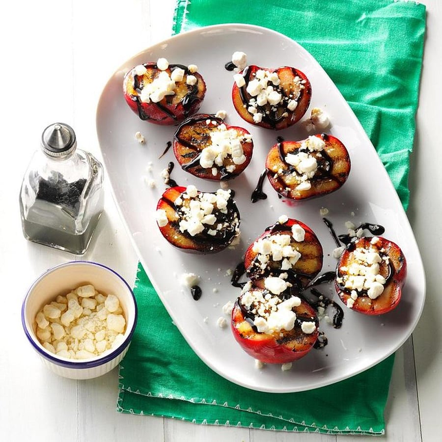 Balsamic-goat cheese grilled plums