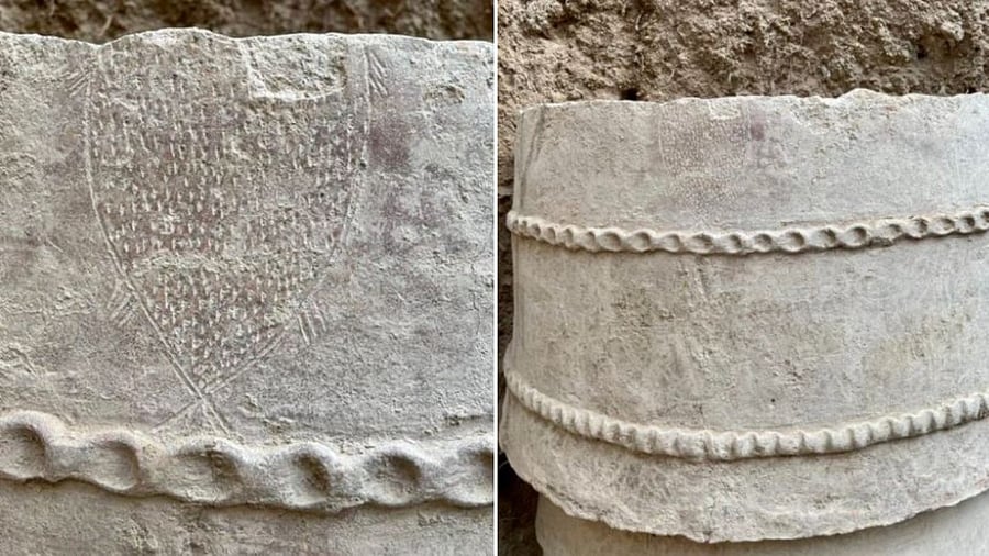 Archaeologists said the decorated fish symbol is yet another evidence to conclude that Keeladi is a Sangam Era site. Credit: Twitter/@TThenarasu