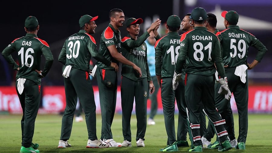 Bangladesh are ranked sixth in the ICC Men’s T20 rankings while Oman are the 15th ranked team in the world. Credit: AFP Photo