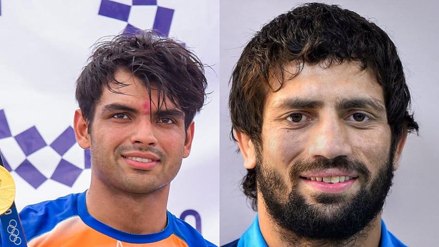 Neeraj Chopra (left) and Ravi Dahiya. Credit: PTI file photos