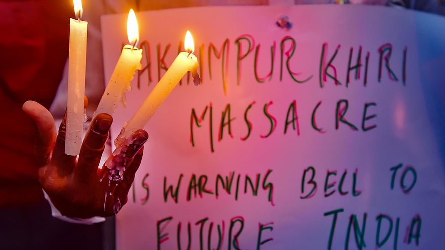  Priyanka Gandhi's visit to the family of a farmer who was mowed down was televised nationwide. She also visited the family of journalist Raman Kashyap, killed in the incident. But she did not visit Shubham's family because the police told her they didn't want to meet her, she claimed. Credit: PTI Photo