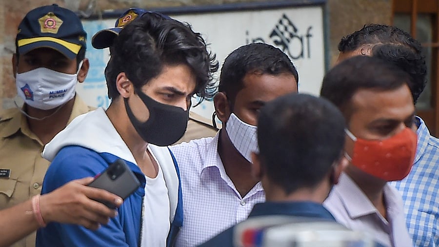 Bollywood actor Shah Rukh Khan's son Aryan Khan being taken to Arthur Road jail from Narcotics Control Bureau office. Credit: PTI File Photo