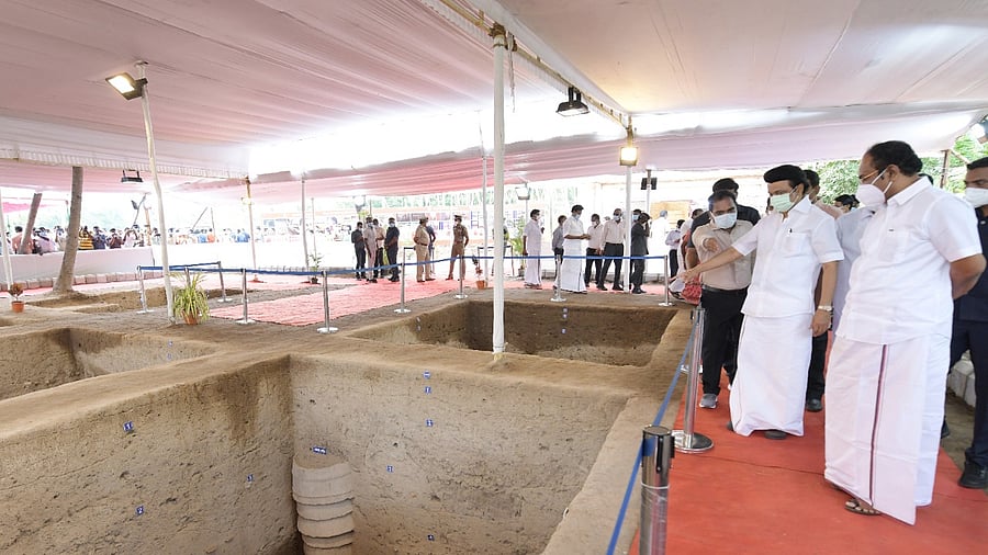 Stalin visited Keeladi, the once nondescript village near Madurai. Credit: DH Photo