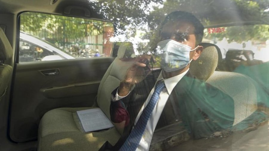 NCB Mumbai Zonal Director Sameer Wankhede arrives at Narcotics Control Bureau office in New Delhi. Credit: PTI Photo
