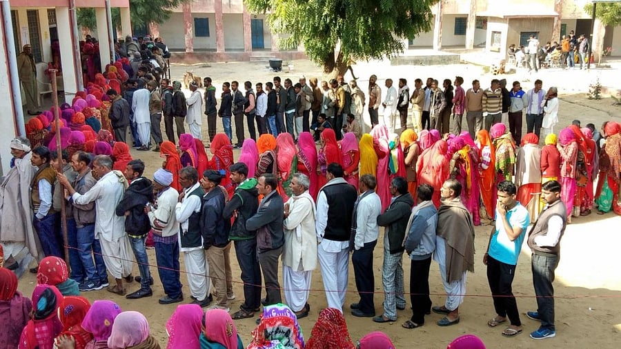 According to officials, Dhariawad registered 14.26 per cent voter turnout while the voting percentage was 11.20 in Vallabhnagar till 9 am, according to official data. Credit: PTI File Photo