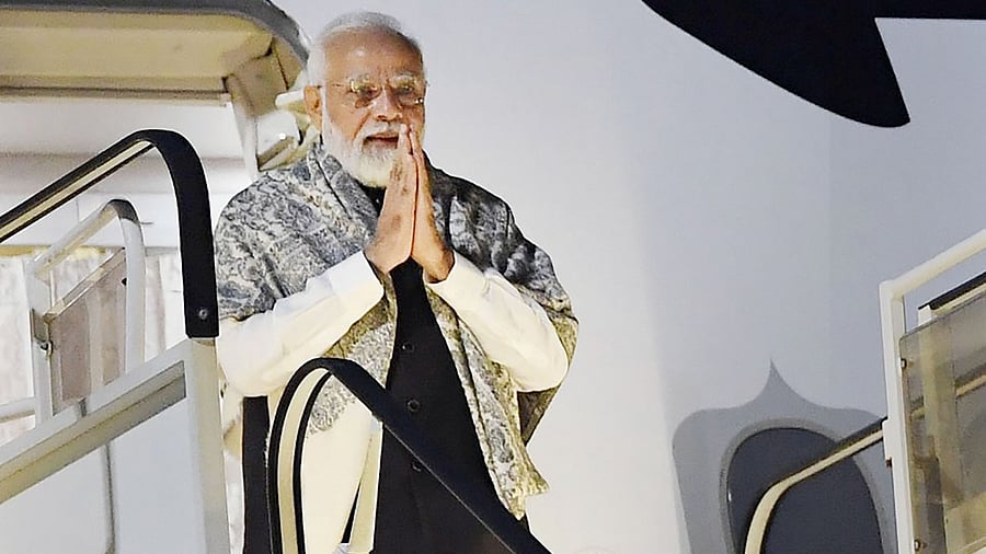 Prime Minister Narendra Modi arrives in Rome to attend the 16th G-20 Summit. Credit: PTI Photo