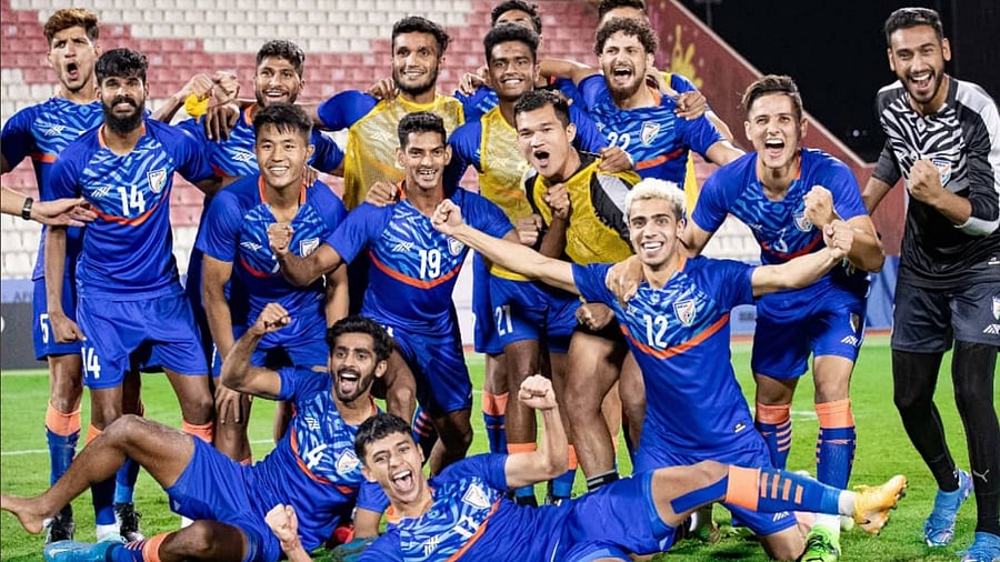 Both teams headed to the changing room with the scores unchanged at the lemon break. Credit: Twitter/@IndianFootball