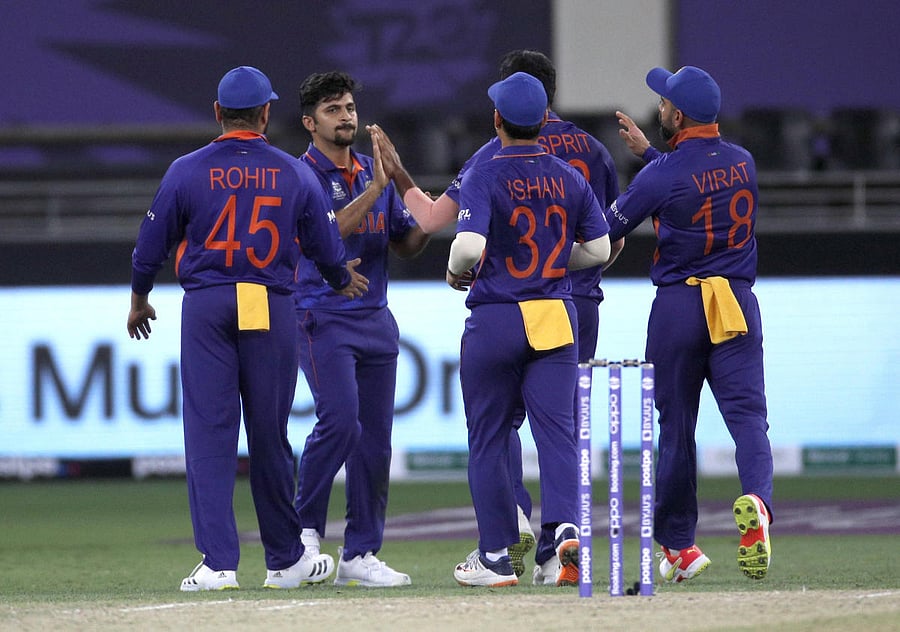 Celebratory moments have been few and far between for India in the ongoing T20 World Cup where they are on the brink of early elimination. Credit: Reuters Photo