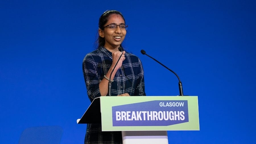Vinisha Umashankar, who is from Tamil Nadu, was part of the “Accelerating Clean Technology Innovation and Deployment”, attended by Prime Minister Narendra Modi. Credit: Twitter/@Earthshot Prize