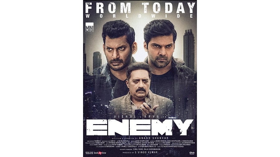 The official poster of 'Enemy'. Credit: Twitter/@VishalKOfficial