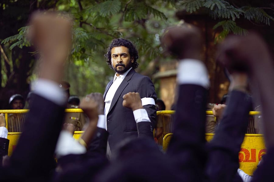Suriya shines as an upright lawyer in 'Jai Bhim'.