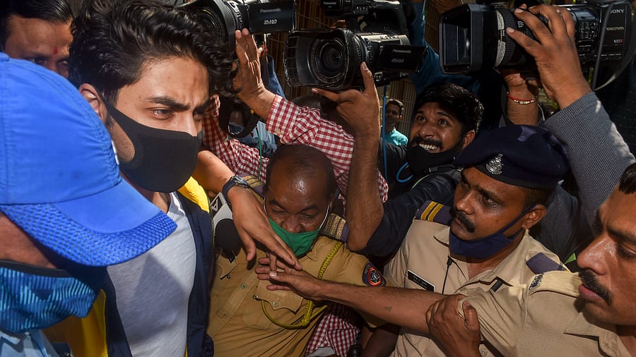 Aryan Khan, son of Bollywood actor Shahrukh Khan, arrives at NCB office. Credit: PTI Photo