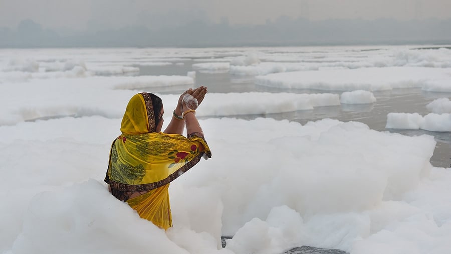 Chhath Puja celebration in Delhi. Credit: PTI Photo
