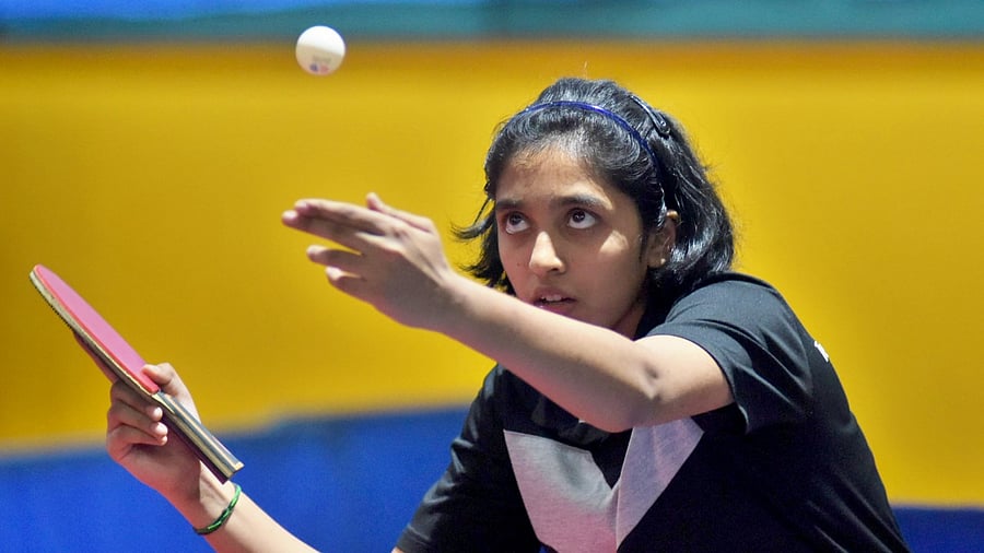 Karnataka paddler Yashaswini Ghorpade enjoyed good outing in ITTF's inaugural WTT youth events in Europe and Africa. Credit: DH Photo/ Pushkar V