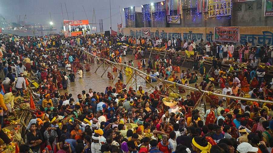 Chhath Puja celebrations in Patna. Credit: PTI Photo