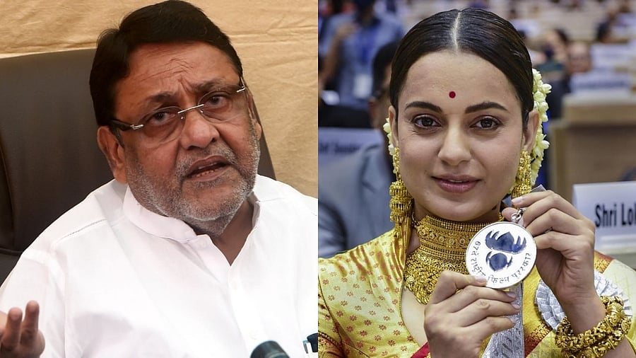 Kangana Ranaut and Maharashtra minister and NCP leader Nawab Malik. Credit: PTI File Photo