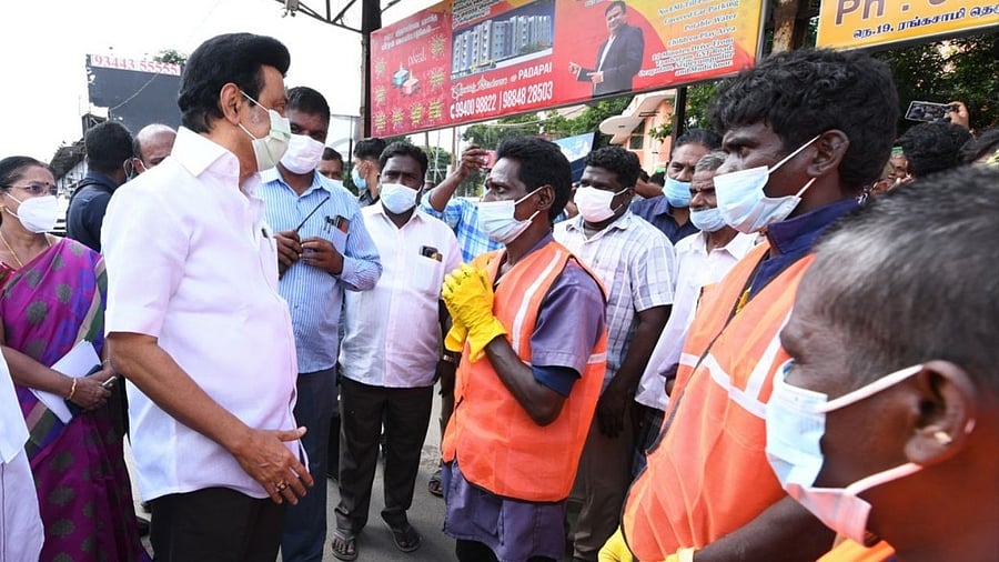 The CM who distributed relief to the rain displaced families had launched a special medical camp here today for treating the people during the Northeast Monsoon. Credit: Twitter/ @CMOTamilnadu