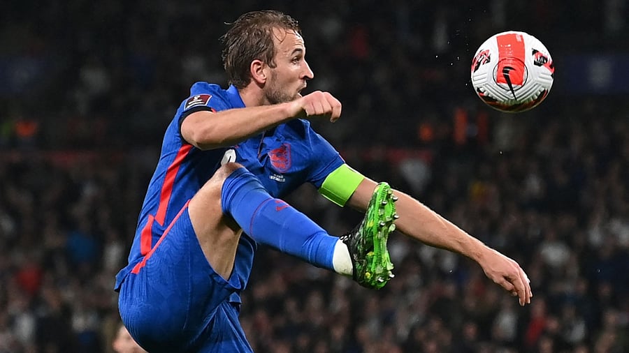 England's striker Harry Kane controls the ball during the FIFA World Cup 2022 Group I qualifier football match between England and Albania at Wembley Stadium in London on November 12, 2021. Credit: AFP Photo