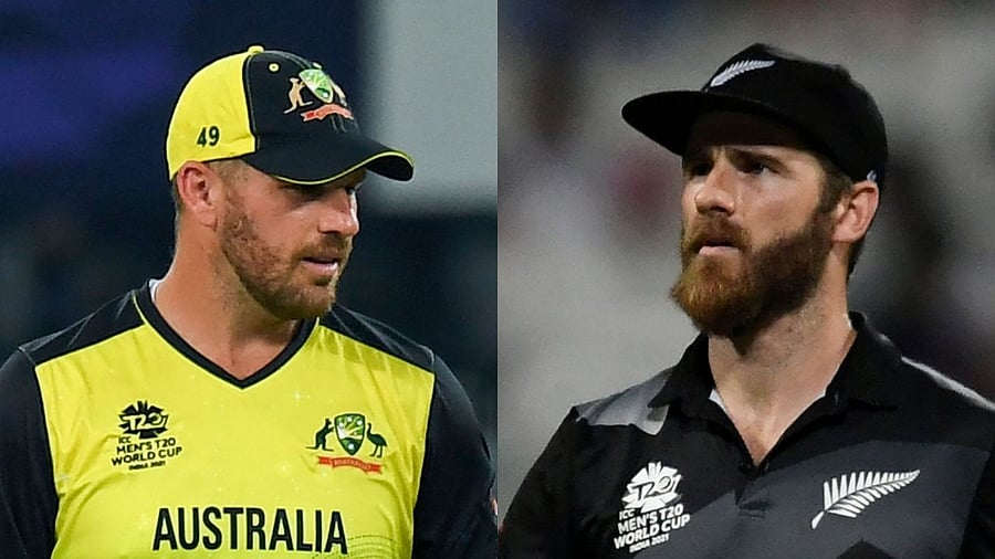 New Zealand's captain Kane Williamson and Australia's captain Aaron Finch. Credit: AFP File Photo