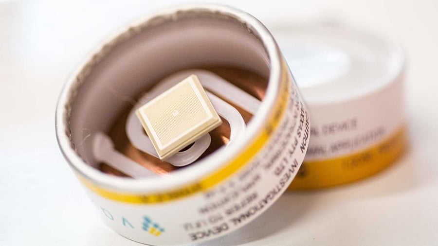 A skin patch and its applicator tested to vaccinate against Covid-19. Credit: AFP File Photo