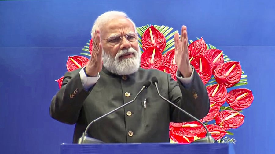 Modi highlighted India's achievement in the digital domain. Credit: PTI Photo