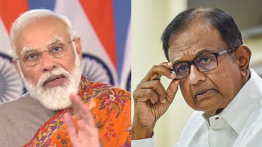 Prime Minister Narendra Modi and Congress leader P Chidambaram. Credit: PTI File Photos