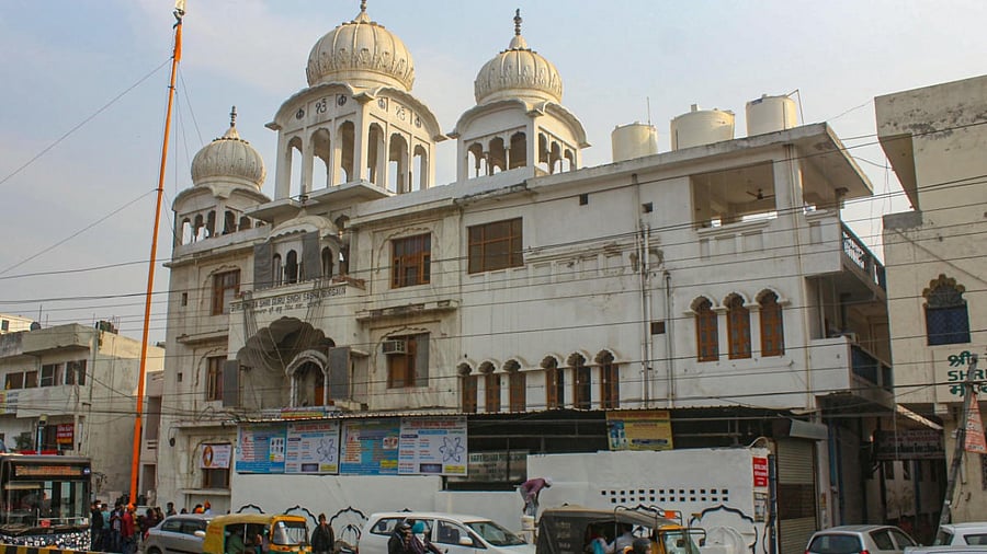 A view of the Gurudwara Sri Guru Singh Sabha in Gurugram, Thursday, Nov. 18, 2021. The Gurudwara committee has decided to offer its premises to the Muslim community for offering Friday prayers following objections over the offering of namaz in public and open places. Credit: PTI Photo