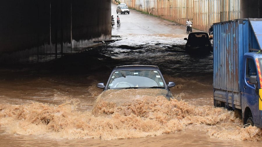 The railway underpass at Kodigehalli, North Bengaluru, on Friday. Credit: DH Photo/B K Janardhan