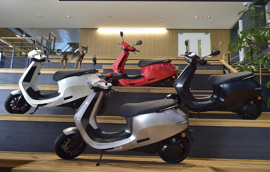 Newly launched OLA E-Scooter on display. Credit: PTI File Photo