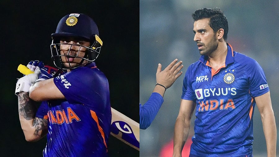 India batter Ishan Kishan (L) and pacer Deepak Chahar. Credit: AFP, PTI File Photos