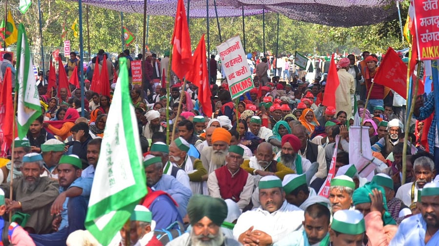 A large number of farmers at the Mahapanchayat came from Lakhimpur Kheri. Credit: Twitter/@OfficialBKU