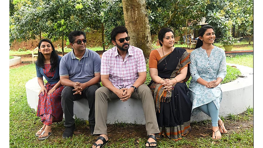 The 'Drushyam 2' team on the shoot location. Credit: IMDb
