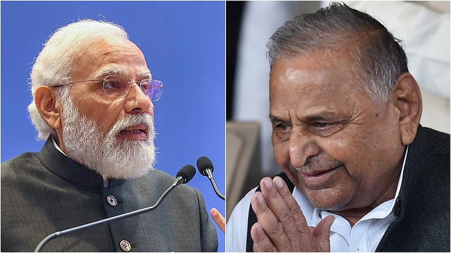 Prime Minister Narendra Modi and Former Chief Minister of Uttar Pradesh Mulayam Singh Yadav. Credit: PTI File Photos