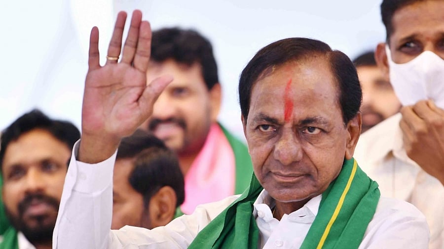 Chief Minister K Chandrashekhar Rao along with some of his cabinet colleagues and senior officials have been camping in the national capital on the issues on paddy purchase and others. Credit: IANS Photo