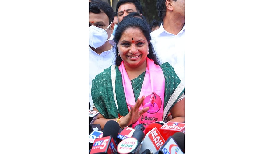 Telangana Chief Minister K Chandrasekhar Rao's daughter K Kavitha. Credit: IANS Photo