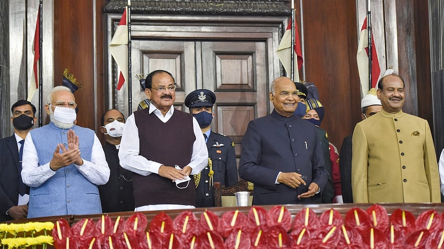 The Constitution Day event at Parliament. Credit: PTI Photo