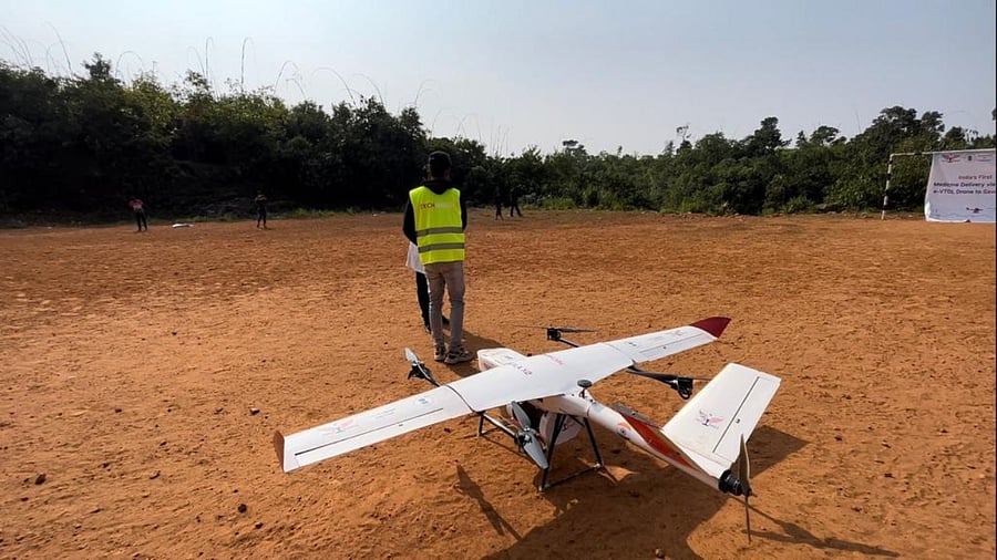 A view of the drone e-VTOL drone, AquilaX2. Credit: Meghalaya government