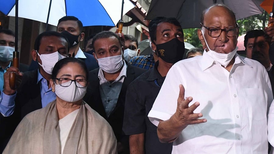NCP Supremeo Sharad Pawar with TMC Supremo Mamata Banerjee. Credit: IANS Photo