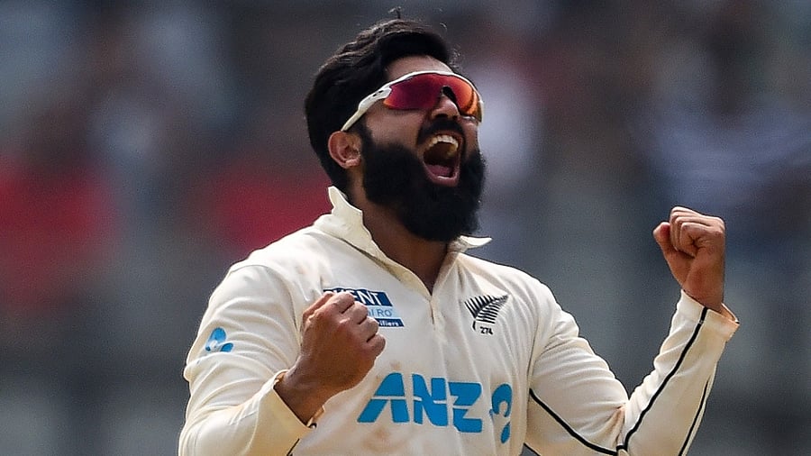  New Zealand left-arm spinner Ajaz Patel. Credit: AFP File Photo