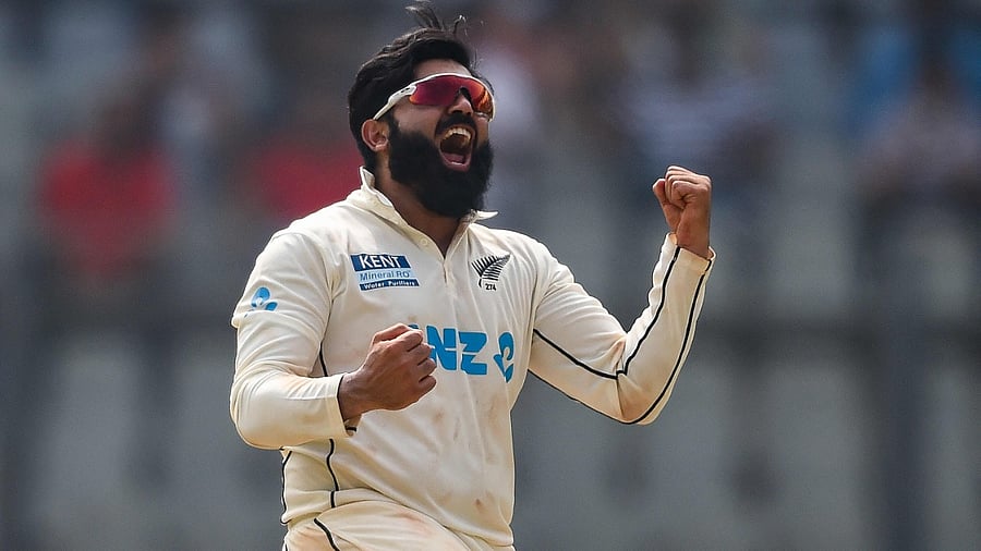 New Zealand spinner Ajaz Patel. Credit: AFP Photo