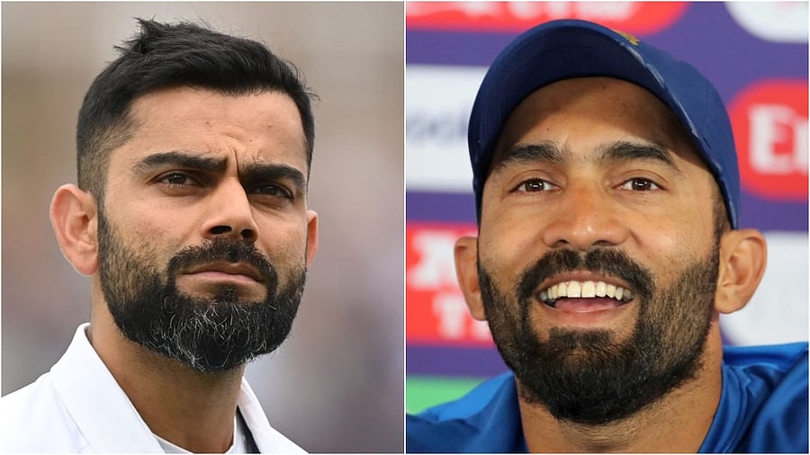 Virat Kohli (left) and Dinesh Karthik. Credit: AFP/AP/PTI Photos
