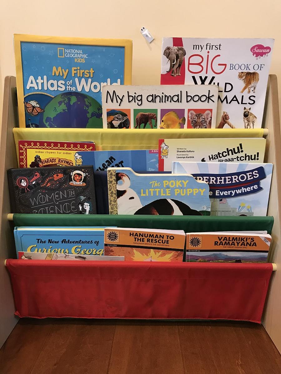 It helps to arrange books with the titles facing out.