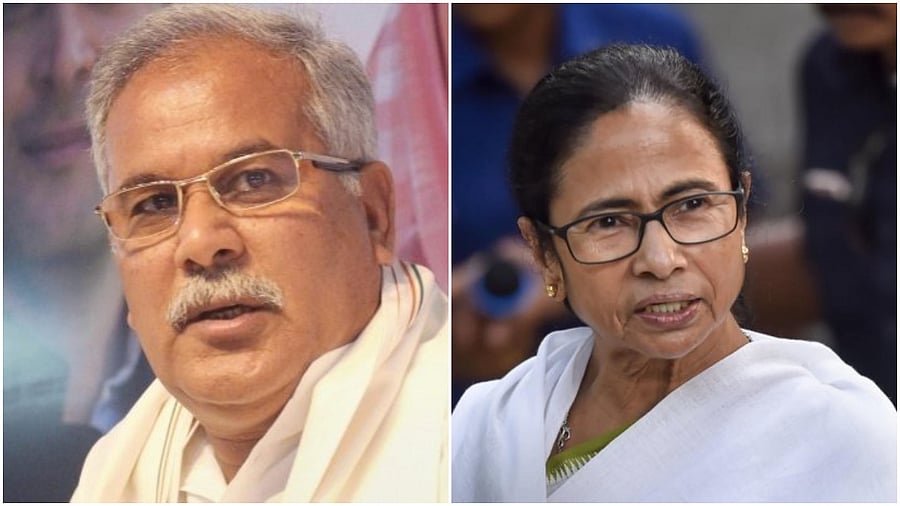 Bhupesh Baghel (left) and Mamata Banerjee file photos. Credit: PTI Photo