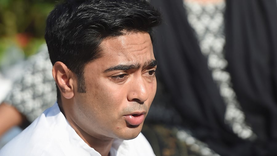 TMC MP Abhishek Banerjee addresses media during the Winter Session of Parliament. Credit: PTI Photo