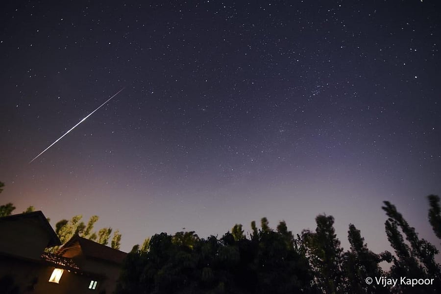 Astronomy buff Vijay Kapoor captured this Geminid meteor shower at a farm near Bilikal forest in 2018.