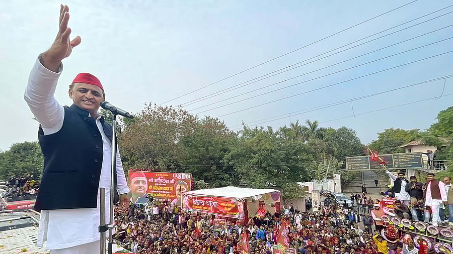 Akhilesh Yadav at a rally. Credit: PTI Photo