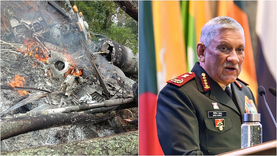 Visuals from the crash site, CDS Bipin Rawat. Credit: IANS, PTI Photos